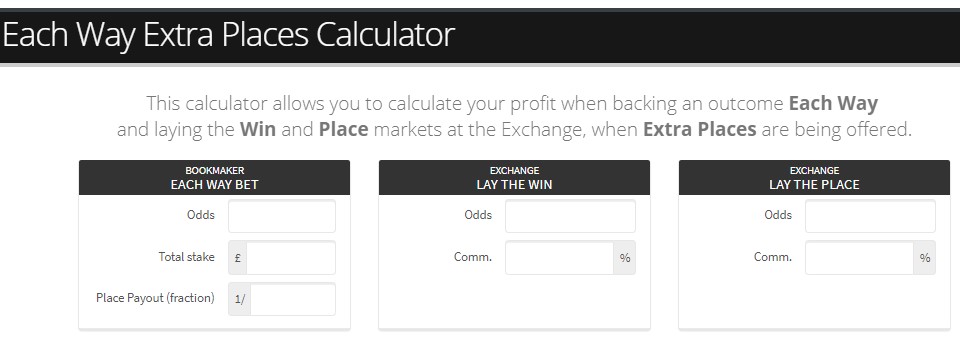 Each Way Extra Places Calculator